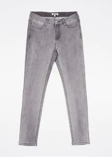 弹力紧身中腰灰色牛仔裤女士秋新款铅笔裤