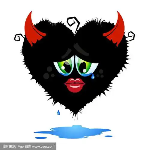 悲伤的人物眼中含着泪,心的形状.万圣节的概念.向量