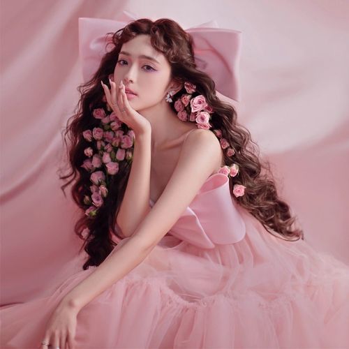 影楼写真服摄影主题粉色蝴蝶结可爱纱裙工作室拍照个性时尚少女服