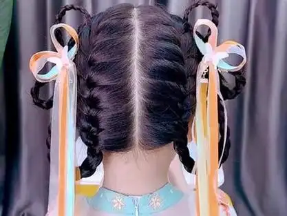 汉家古风发饰#创作灵感 儿童古风编发,7-12岁中长发都可以奥#儿