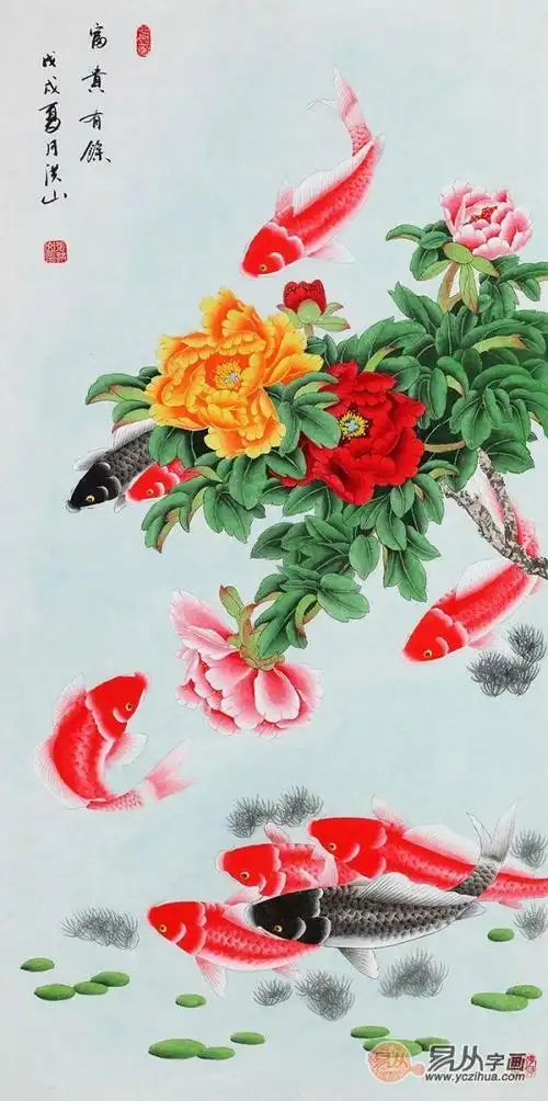 想要家中聚财旺运一幅国画九鱼图必不可少