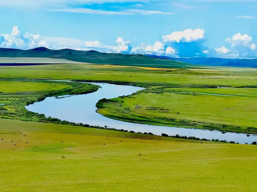 组图:小河弯弯润草原 摄于内蒙古呼伦贝尔大草原额尔古纳中俄边 - 抖