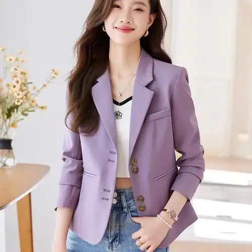 时尚短款小西装外套女春季2024年新款气质感修身长袖西服通勤上衣