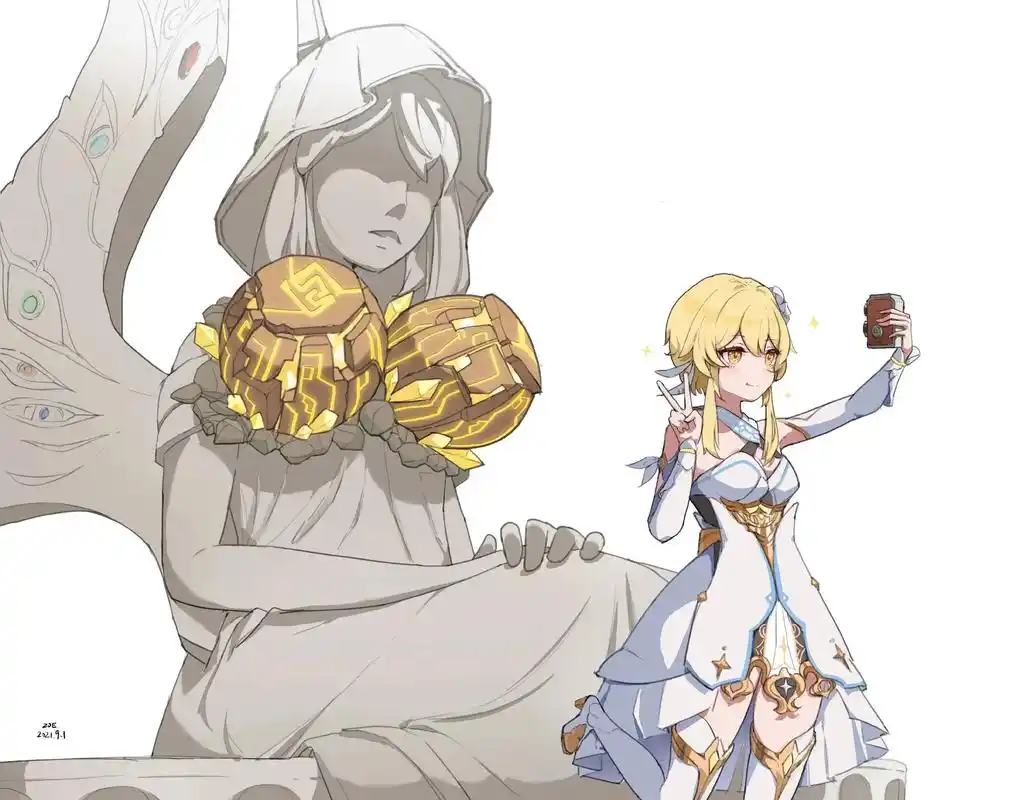 原神 #空 #荧 #二次元 #壁纸  - 抖音