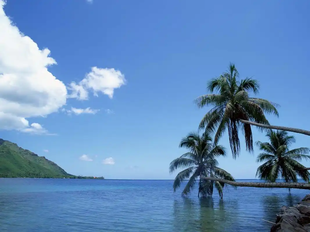 夏日清新怡人海滨蓝天白云唯美风景桌面壁纸图片大全(一)