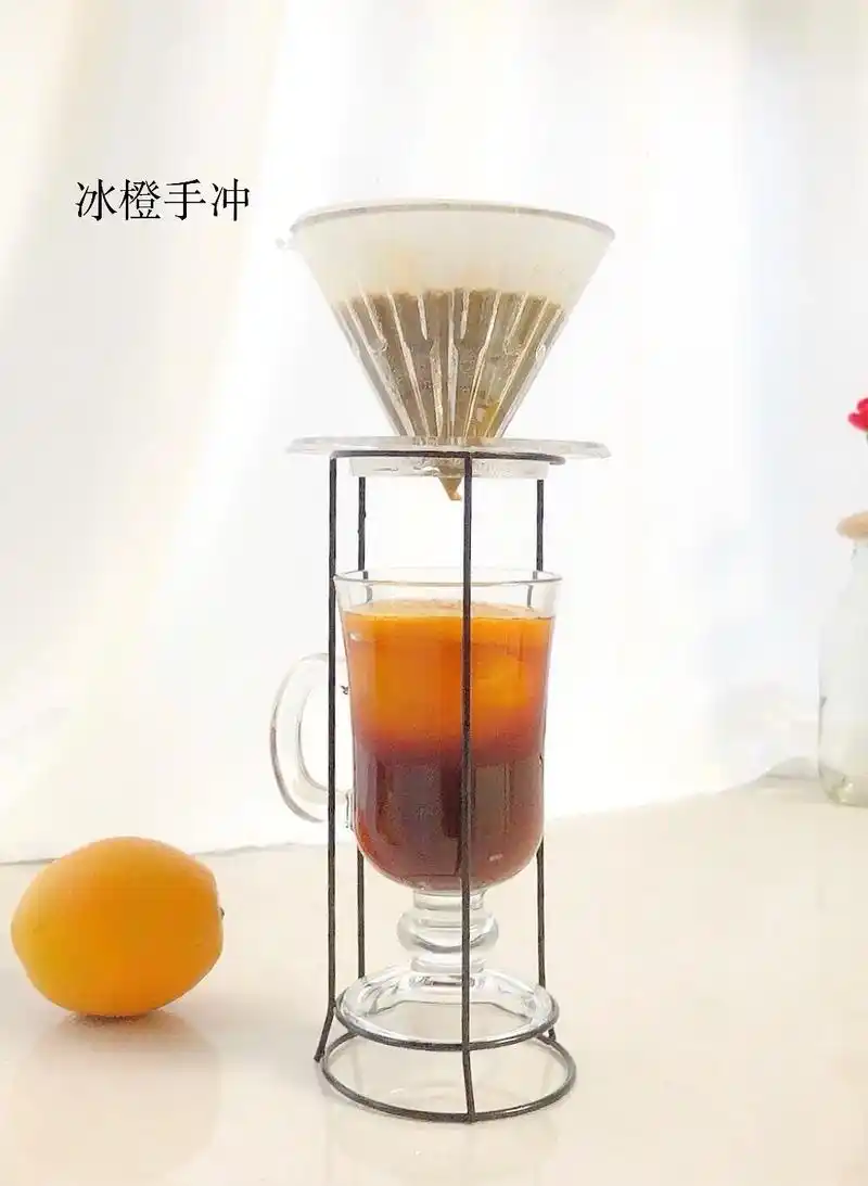 冰橙手冲图中的咖啡豆哥伦比亚粉波旁