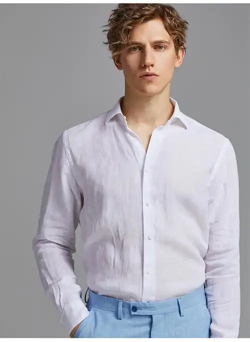 意大利制造进口 monti亚麻休闲衬衣 春夏秋薄款男士长袖衬衫