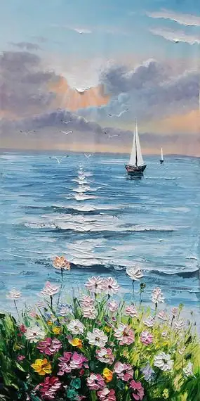 高清一帆风顺帆船油画玄关