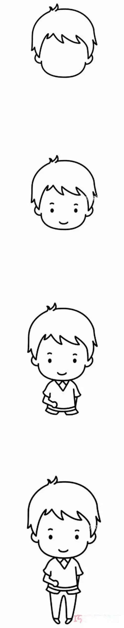 小男孩简笔画图片帅气小男孩的画法手绘带颜色