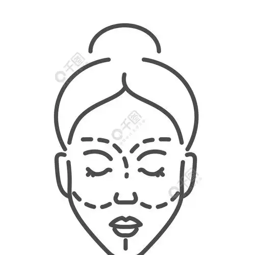 手术或整容手术,女性肖像.轮廓塑料,女性美容程序或手术,孤立图标