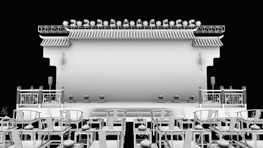 中式古风小舞台舞美效果