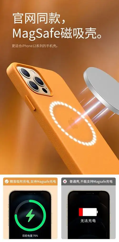 动画苹果12皮革手机壳magsafe牛皮磁吸iphone11promax真皮全包套雨