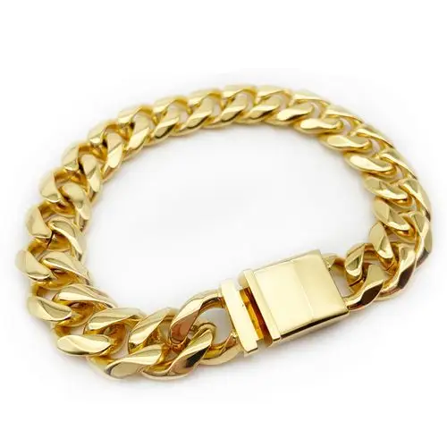 cubanchain欧美潮流钛钢镀金古巴手链男女简约街头手链