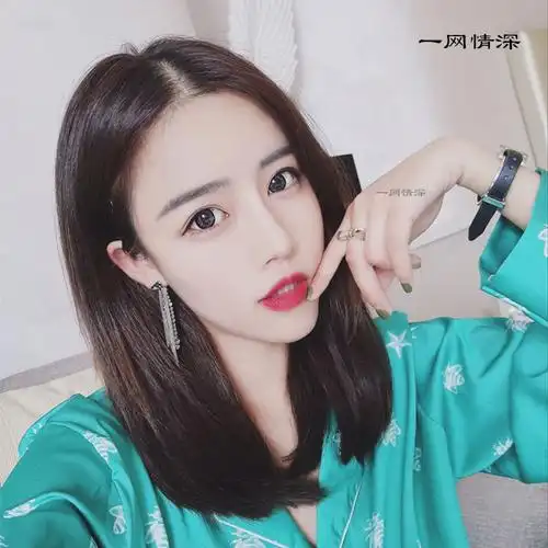 中分无刘海中长直发假发女网红同款韩版逼真修脸自然淑女整顶发套