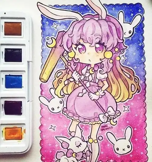 【马克笔手绘卡通美少女】超q动漫人物素材