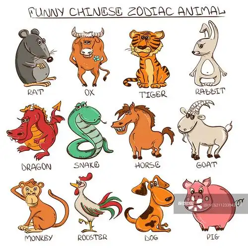 一套孤立的中国十二生肖动物标志