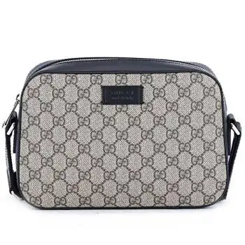 gucci 古驰 gucci男包 咖啡色人造革双g印花男士单肩斜挎包 450947 k5