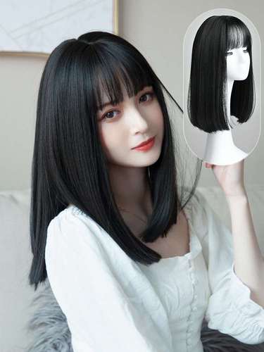 齐刘海假发短发 圆脸女生中短发发型逼真自然少女学生头假发女