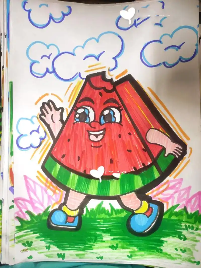 水果简笔画拟人—西瓜91      是谁咬了我的西瓜91