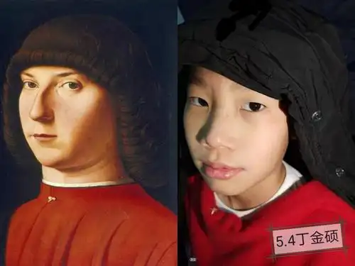 《男性人物肖像画》作者:波提切利模仿秀:五年级(4)班 丁金硕没有浓密