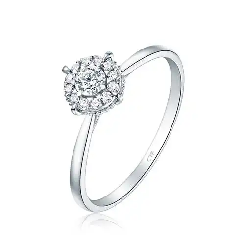 chow tai fook 周大福 宠爱系列 u181063 女士时尚18k白金钻石戒指 0.