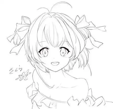 萌萌的二次元人物简笔画黑白关于二次元的素描简笔画动漫人物简笔画