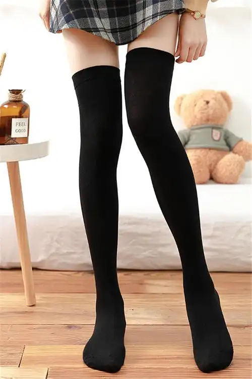 过膝盖袜子女小腿夏季薄款黑色中长筒袜学生街头潮ins日系高筒