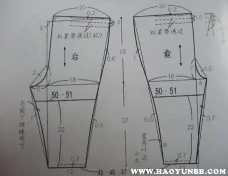 儿童一片式睡裤裁剪图