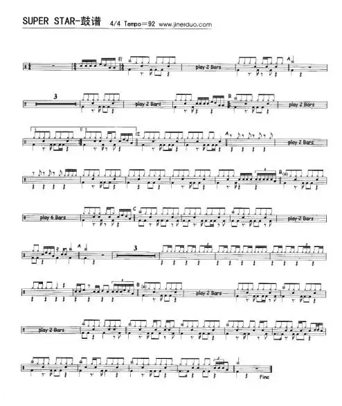super star_super star爵士鼓谱