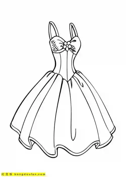11张免费连衣裙长裙公主裙卡通涂色简笔画-红豆饭小学生简笔画大全