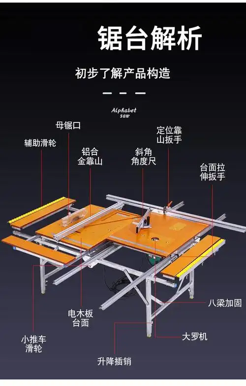 多功能木工无尘锯台便携式升降折叠装修木工推台锯倒装工作台 电木板