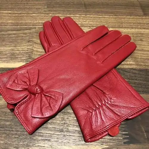 进口小羊皮红色皮手套