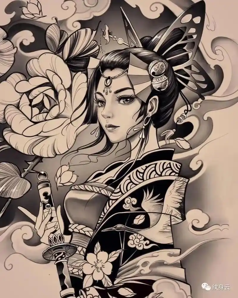 艺妓纹身手稿#tattoo #纹身手稿 #纹身刺青 #纹身设 - 抖音