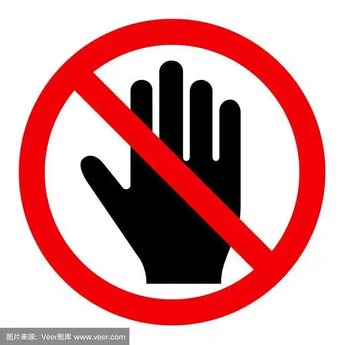 prohibition mark on hands.