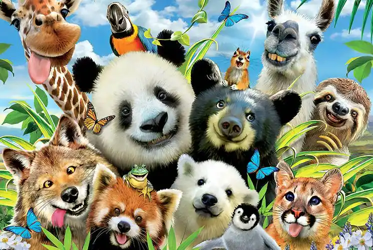 木质拼图1000片大型成年减压女生儿童益智玩具动物总动员拼图