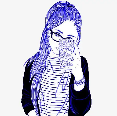 蒸汽波风格手绘戴着眼镜的女生自