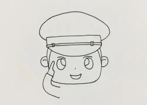 彩色警察叔叔简笔画怎么画敬礼警察叔叔简笔画步骤