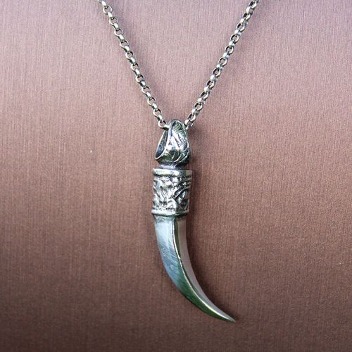 星蒙丽银s925纯银老虎牙泰银吊坠长牙情侣女士男士吊坠送男友同学