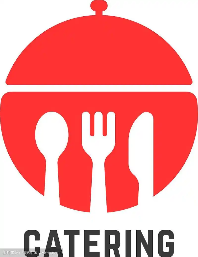 红色餐饮服务标志孤立在白色上