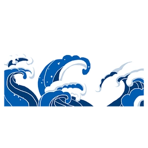 唯美手绘海浪png元素