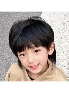 儿童假发男宝狼尾短发酷帅个性透气齐刘海鲻鱼头少年感逼真全发套
