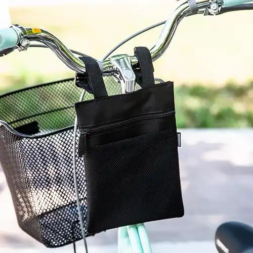 标准牛津布黑色电车挂物袋电动车物品收纳挂袋小前置手机包储物袋充电