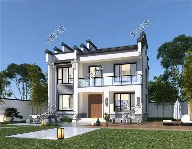 中式徽派双层别墅设计中式特有的浪漫设计冬奥会中国加油