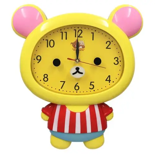 康巴丝静音扫描钟表儿童房幼儿园呆萌卡通时钟款32高40cm创意挂钟
