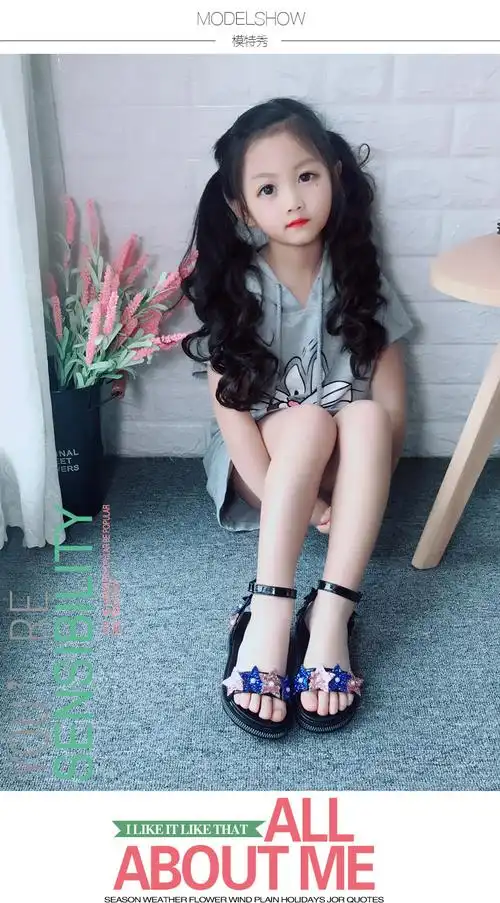 女童凉鞋2021夏季新款儿童韩版中大童凉鞋女小女孩公主平底凉鞋粉星37