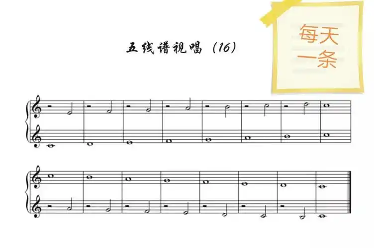 这首视唱是二声部视唱的预备练习.