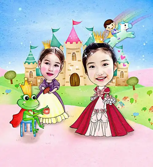 两个女孩,衣服,公主