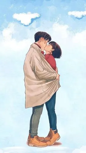 抖音热图彩色情侣拥吻壁纸多图