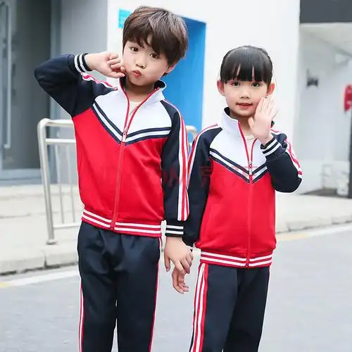 新款初中小学生校服春秋款运动服套装儿童幼儿园园服班服定制 红色