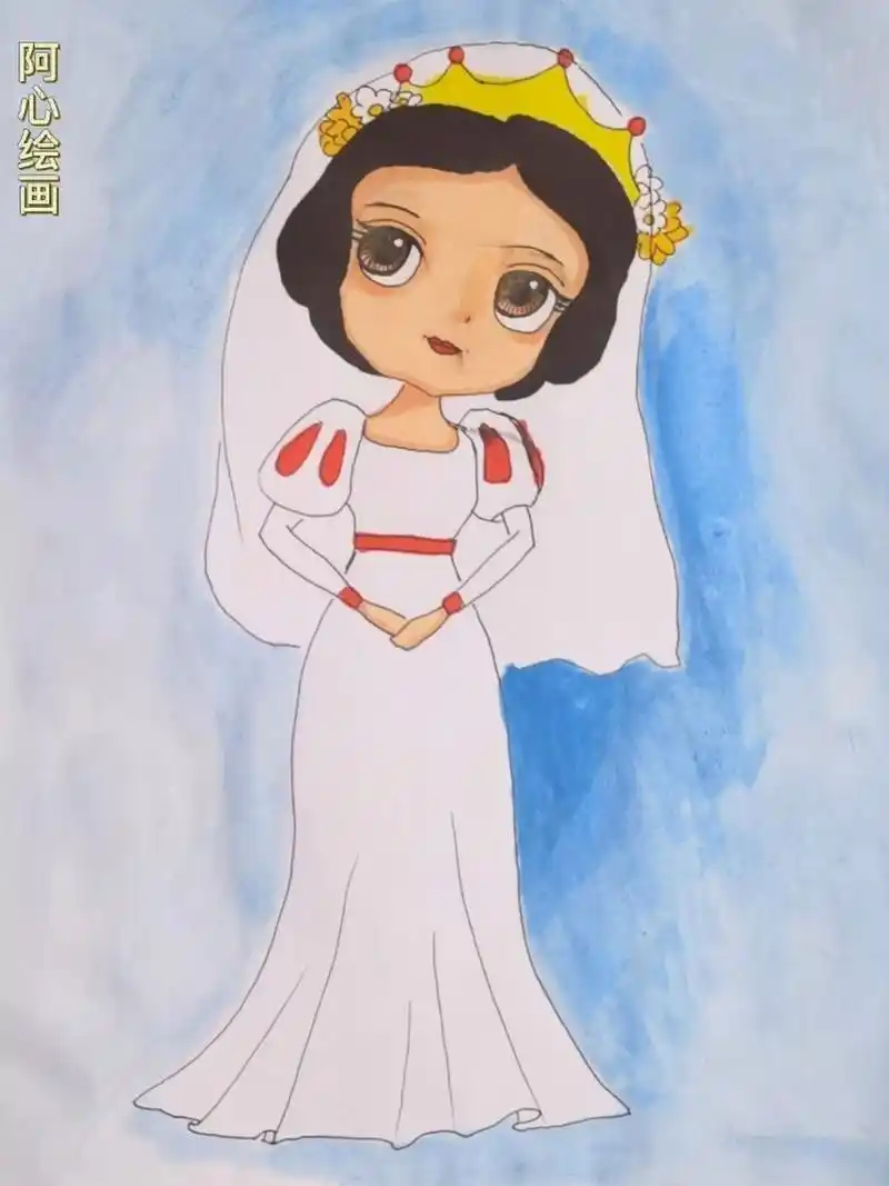 简笔画:白雪公主 一分钟绘制白雪公主,简单易画,有空闲的日子一起画画